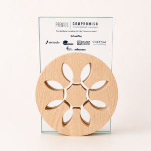 Trofeo de madera y cristal